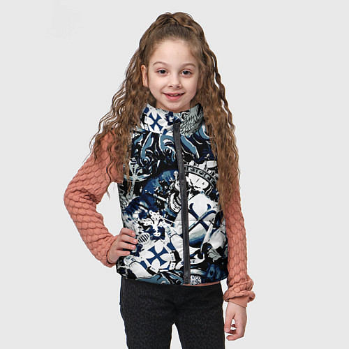 Детский жилет Рыцари средневековья цербер и череп короля / 3D-Черный – фото 3