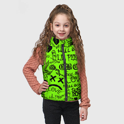 Детский жилет Lil Peep кислотный паттерн / 3D-Светло-серый – фото 3