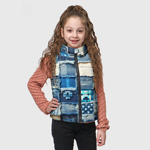 Детский жилет Пэчворк из Minecraft / 3D-Черный – фото 3