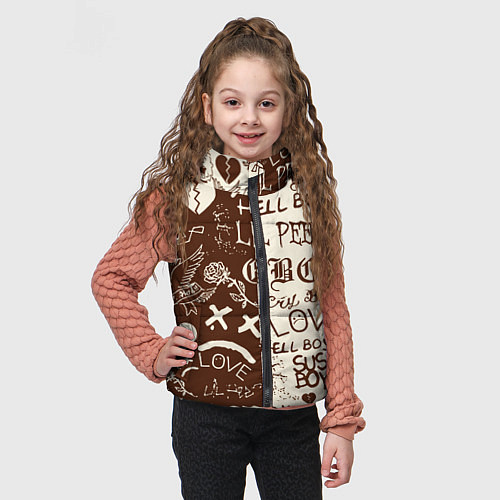 Детский жилет Lil peep retro pattern / 3D-Красный – фото 3