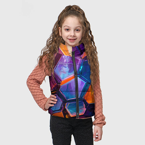 Детский жилет Неоновые минералы / 3D-Светло-серый – фото 3