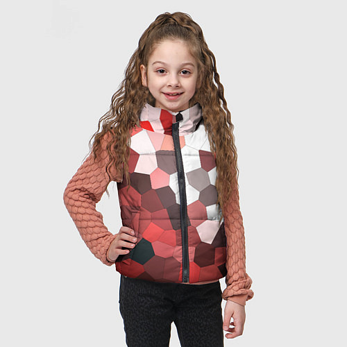 Детский жилет Красно белая мозаика / 3D-Черный – фото 3