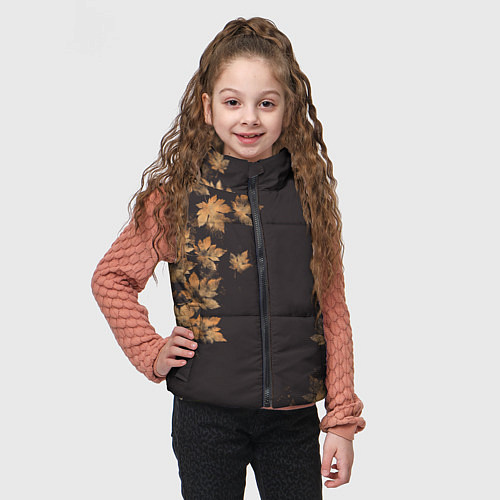 Детский жилет Осенние листья эффект / 3D-Черный – фото 3