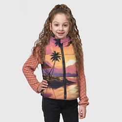 Детский жилет Домик на берегу закат, цвет: 3D-светло-серый — фото 2