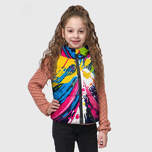 Детский жилет Красочная абстракция - экспрессионизм / 3D-Черный – фото 3