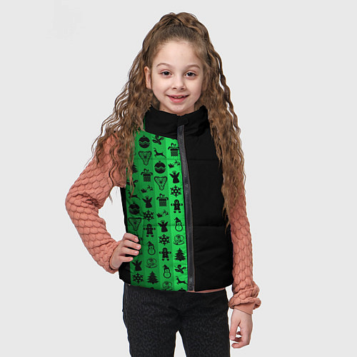 Детский жилет Новогодние узоры / 3D-Черный – фото 3