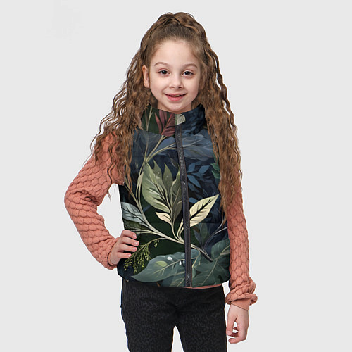 Детский жилет Объемные листья / 3D-Черный – фото 3