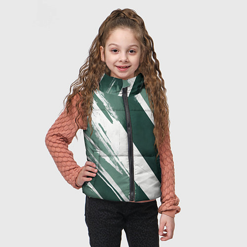 Детский жилет Косая зеленая полоска / 3D-Светло-серый – фото 3