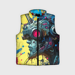 Детский жилет Персонаж в виртуальном шлеме - киберпанк, цвет: 3D-красный