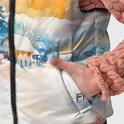 Детский жилет Деревенский новогодний пейзаж, цвет: 3D-черный — фото 2