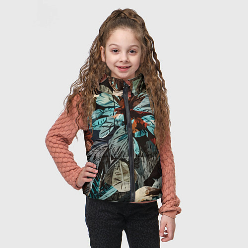 Детский жилет Абстракция цветы и листья / 3D-Красный – фото 3