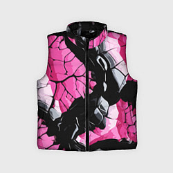 Детский жилет Чёрные линии на чёрно-розовом фоне, цвет: 3D-черный