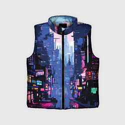 Детский жилет Киберпанк город розовый, цвет: 3D-светло-серый