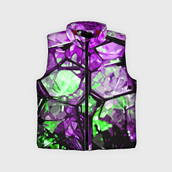 Детский жилет Чёрно-зелёная абстракция на фиолетовом фоне, цвет: 3D-красный
