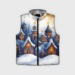 Детский жилет Снежный новогодний городок, цвет: 3D-светло-серый