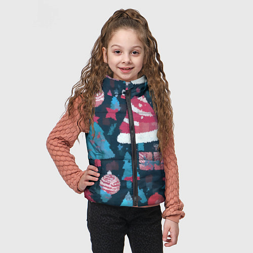 Детский жилет Плюшевая новогодняя абстракция / 3D-Черный – фото 3