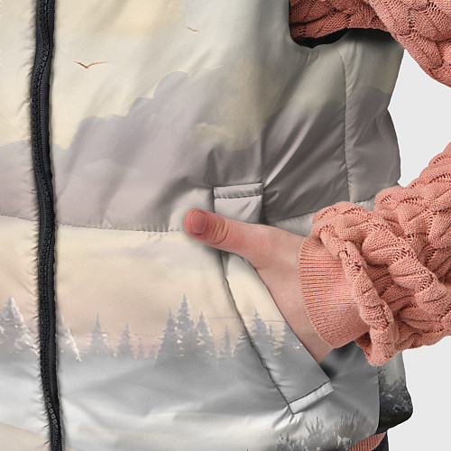 Детский жилет Сова на фоне зимнего леса / 3D-Светло-серый – фото 5