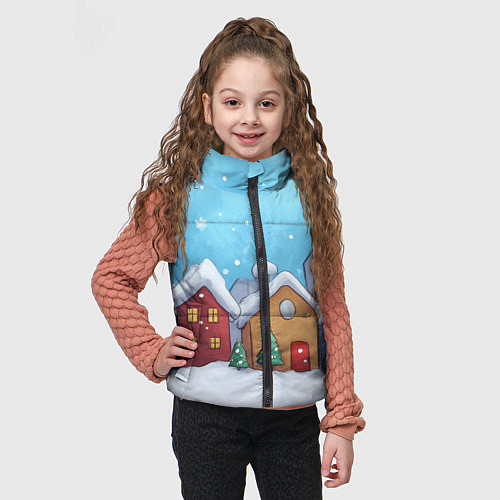 Детский жилет Домики новогодние / 3D-Черный – фото 3