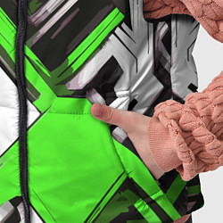 Детский жилет Бело-зелёный техно паттерн на чёрном фоне, цвет: 3D-красный — фото 2