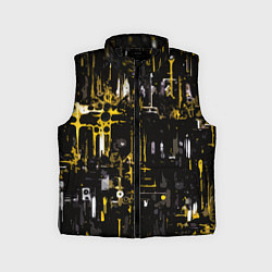Детский жилет Бело-жёлтая абстракция на чёрном фоне, цвет: 3D-черный