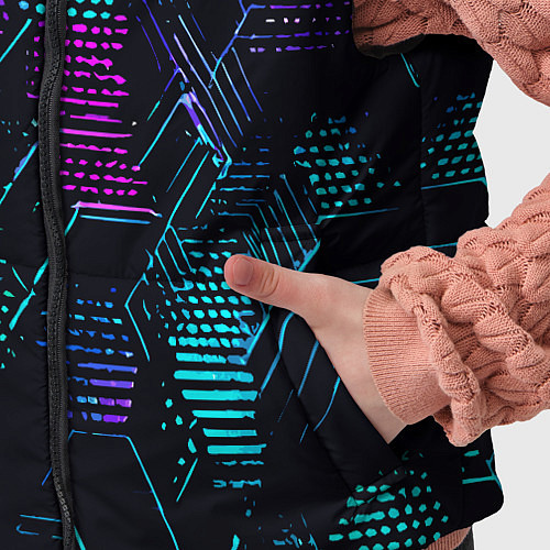 Детский жилет Розово-голубые точки и линии на чёрном фоне / 3D-Светло-серый – фото 5