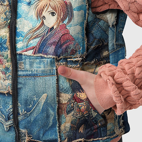 Детский жилет Аниме влюбленные на пэчворк / 3D-Светло-серый – фото 5