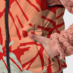 Детский жилет Отпечатки монстеры на красном, цвет: 3D-светло-серый — фото 2