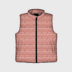 Детский жилет Коричнево-розовый простой узор, цвет: 3D-светло-серый
