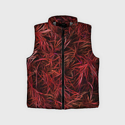 Детский жилет Красная трава на чёрном фоне, цвет: 3D-светло-серый