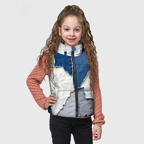 Детский жилет Сине-белый пэчворк / 3D-Красный – фото 3