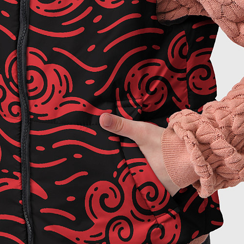 Детский жилет Японский орнамент - красные облака / 3D-Светло-серый – фото 5