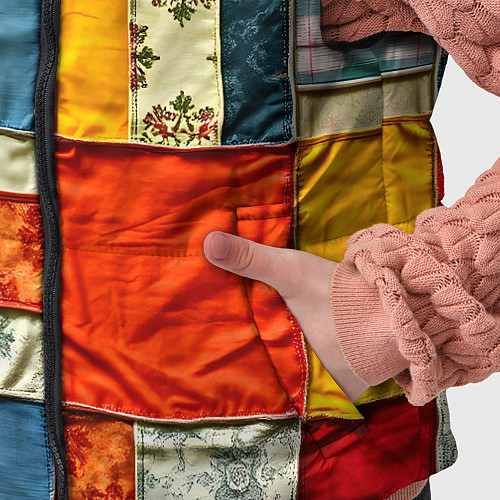 Детский жилет Пэчворк из ярких тканей / 3D-Светло-серый – фото 5