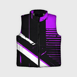 Детский жилет Полосы на чёрном фоне фиолетово-белые, цвет: 3D-светло-серый