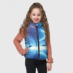 Детский жилет Луна и рыбы - нейроарт фантазия, цвет: 3D-светло-серый — фото 2