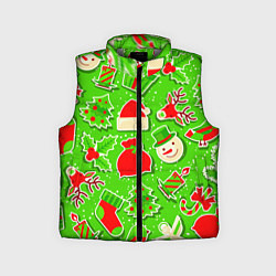 Детский жилет Новогоднее настроение паттерн, цвет: 3D-светло-серый
