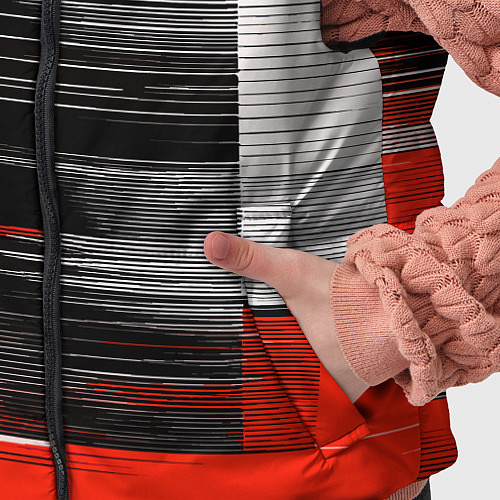 Детский жилет Белые вертикальные полосы на чёрно-красном фоне / 3D-Светло-серый – фото 5