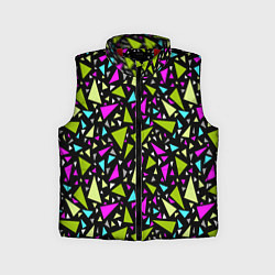 Детский жилет Неоновые разноцветные треугольники на черном, цвет: 3D-красный