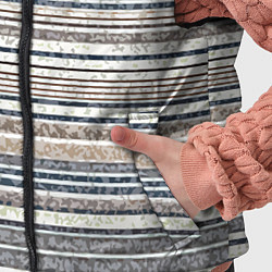 Детский жилет Светлый бежевый с синим текстурированные полосы, цвет: 3D-черный — фото 2