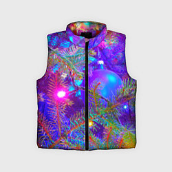 Детский жилет Новогоднее свечение гирлянд, цвет: 3D-красный