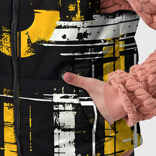 Детский жилет Жёлто-белый гранж на чёрном фоне / 3D-Светло-серый – фото 5