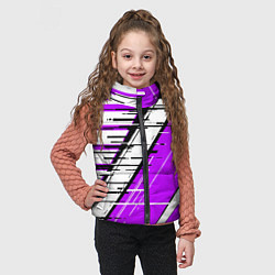 Детский жилет Чёрно-белые глитч полосы на фиолетовом фоне, цвет: 3D-светло-серый — фото 2