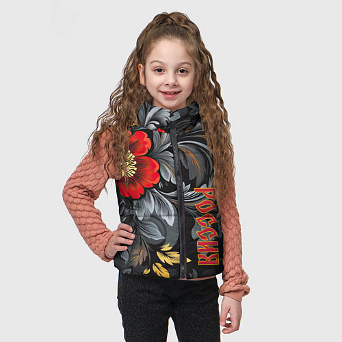 Детский жилет Россия - цветочный узор / 3D-Черный – фото 3