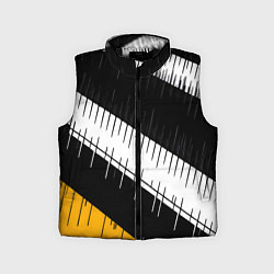 Детский жилет Диагональные чёрно-белые полосы на жёлтом фоне, цвет: 3D-черный