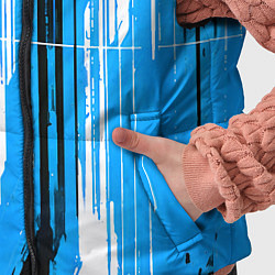 Детский жилет Вертикальные чёрно-белые линии на синем фоне, цвет: 3D-светло-серый — фото 2