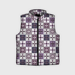 Детский жилет Серый сиреневый геометрический узор пэчворк, цвет: 3D-светло-серый