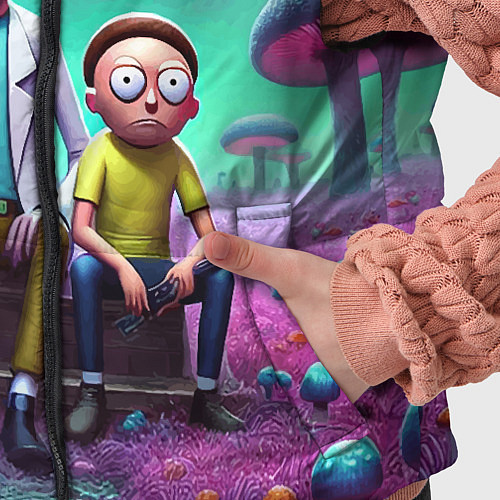 Детский жилет Рик и Морту на сказочной грибной планете - нейроар / 3D-Светло-серый – фото 5