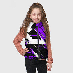 Детский жилет Diagonal black and white stripes on a purple backg, цвет: 3D-светло-серый — фото 2