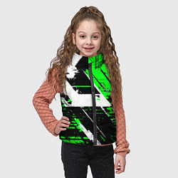 Детский жилет Diagonal black and white stripes on a green backgr, цвет: 3D-светло-серый — фото 2