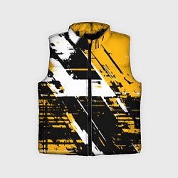 Детский жилет Diagonal black and white stripes on a yellow backg, цвет: 3D-черный