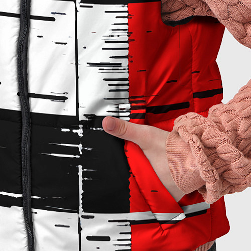 Детский жилет Чёрные и красные полосы на белом фоне / 3D-Светло-серый – фото 5